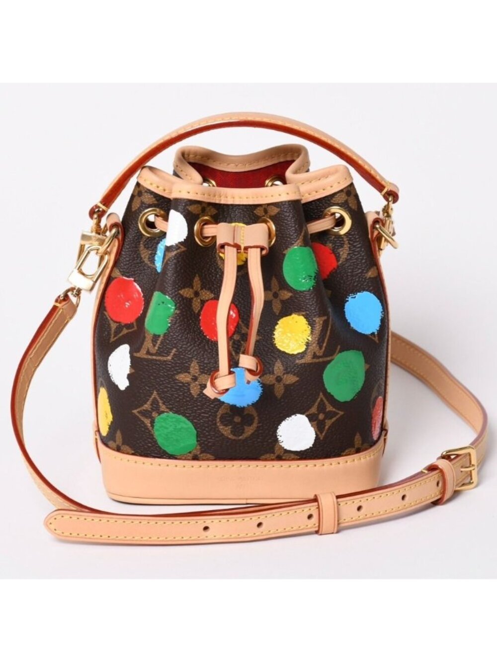Louis Vuitton Yayoi Kusama Collaboration Shoulder Bag Monogram Nano Noe Brown